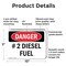 Signmission No. 2 Diesel Fuel Danger Sign, Plastic, 10in W x 7in L, 2PK OS-2PACK-DS-P-710-L-1120 - alternate 3
